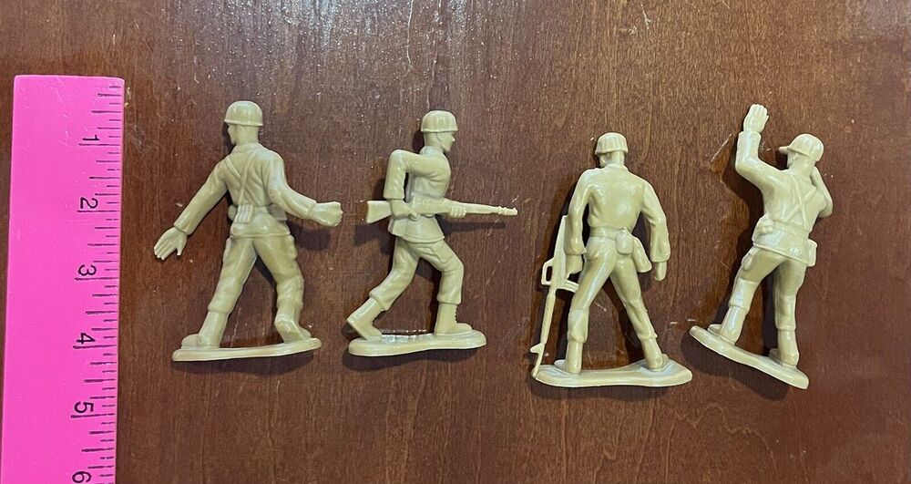 Vintage Large 4" Green Brown Army Men Soldier Greenbrier International Lot of 12